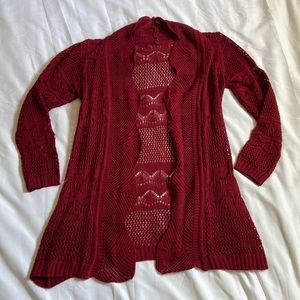 Brandy Melville Red Crochet Cardigan [OS]